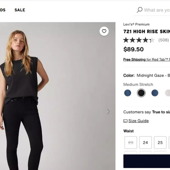 LIKE NEW Black PREMIUM Levis size 25 x 28 skinny hem 5 rise 10 - Picture 2 of 7